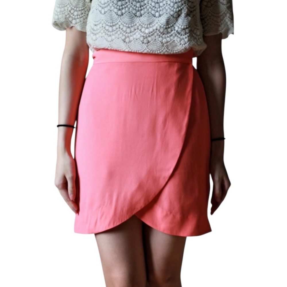 & Other Stories coral wrap mini skirt XS